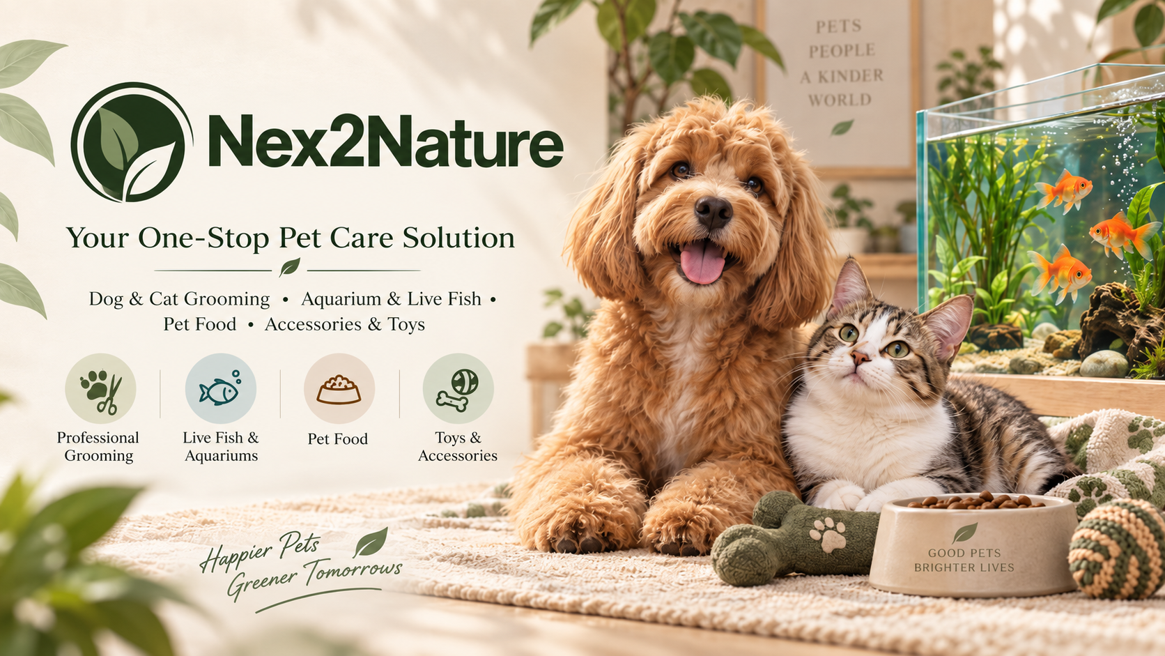 Nex2Nature one-stop pet care solution website - grooming aquarium pet food